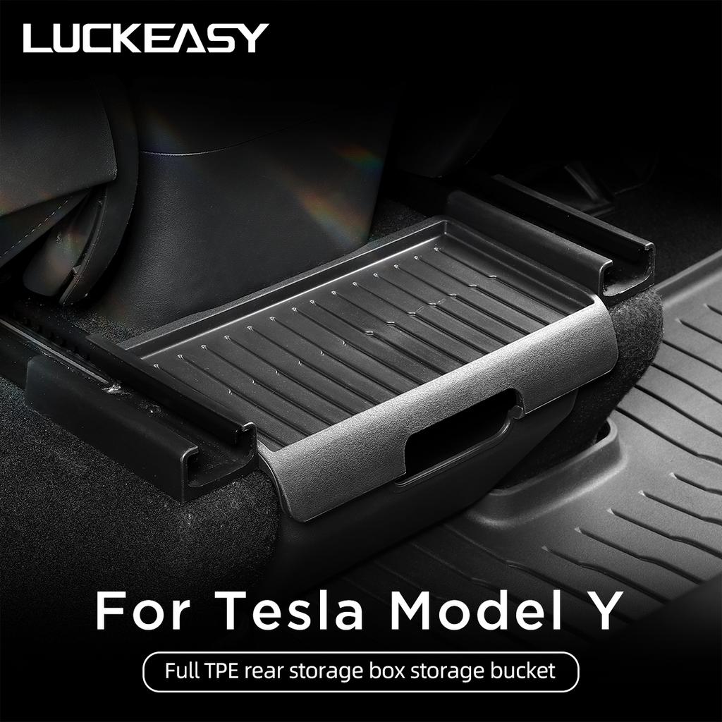 LUCKEASY For Tesla Model Y - The Driver And Passenger Seats Rear Middle Storage Box Under Seat Trash Box Car