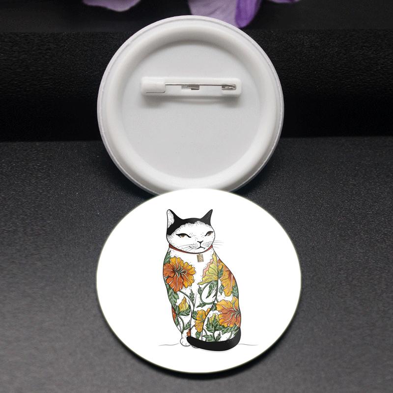 32/44/58 мм мультяшные животные значки на лацкан татуировка кошка эмаль булавка броши для рюкзака декоративные значки из сплава металла ювелирные изделия подарок