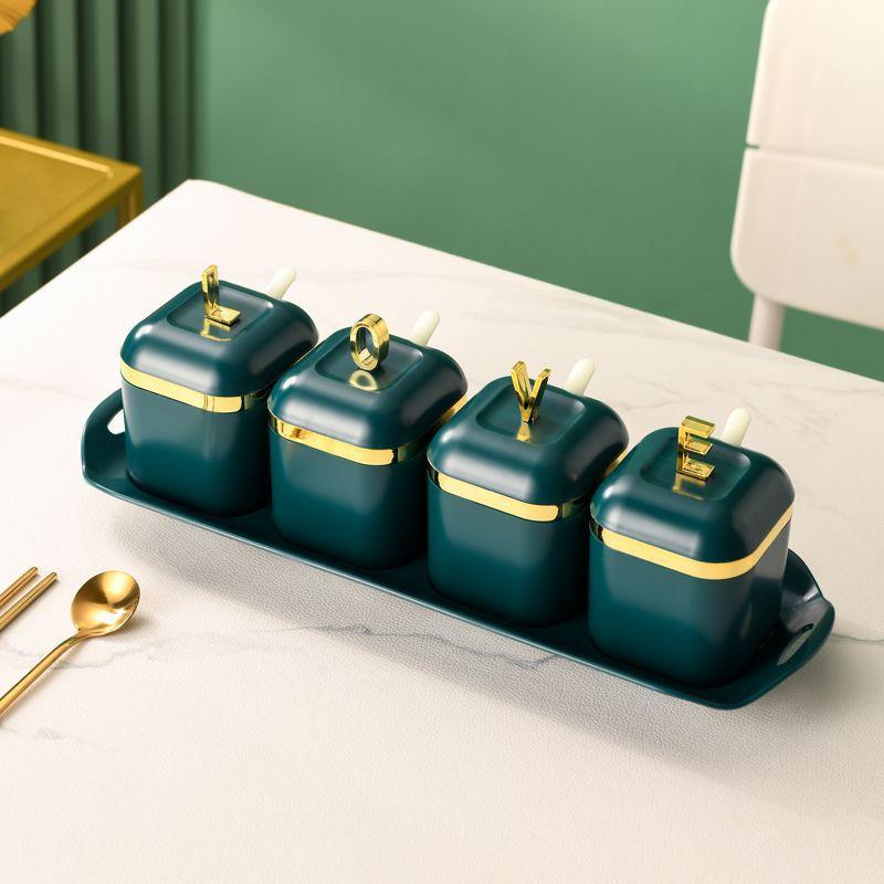 Seasoning Box Set Salt Pepper Spice Rack Jar Sugar Bowl for Kitchen Gadget Device Sets Spice Box With Lid Organizer Tool