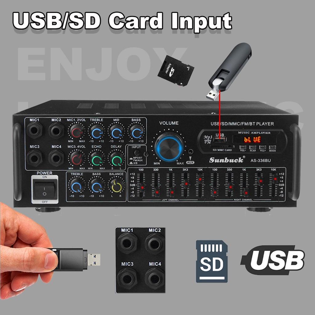 5000 Вт Bluetooth стерео усилитель объемного звука USB SD AMP FM DVD AUX ЖК-дисплей домашний кинотеатр караоке усилитель дистанционного управления