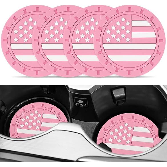 JUSTTOP Подставка-подстаканник для автомобиля, Нескользящая подставка-подстаканник для автомобиля с американским флагом, Автоаксессуары для интерьера для женщин и мужчин, 4 шт. Черные