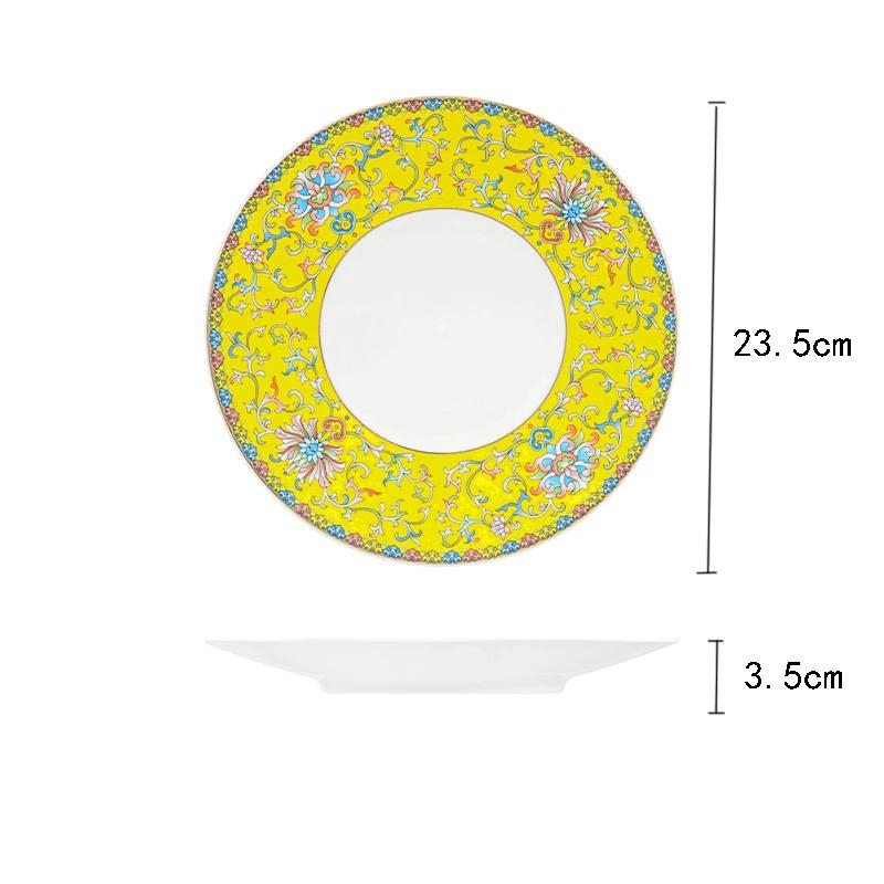 Керамическая тарелка в стиле ретро-дворца, креативная круглая тарелка для стейка, десерта, изысканные обеденные тарелки для отелей класса люкс, домашняя утварь