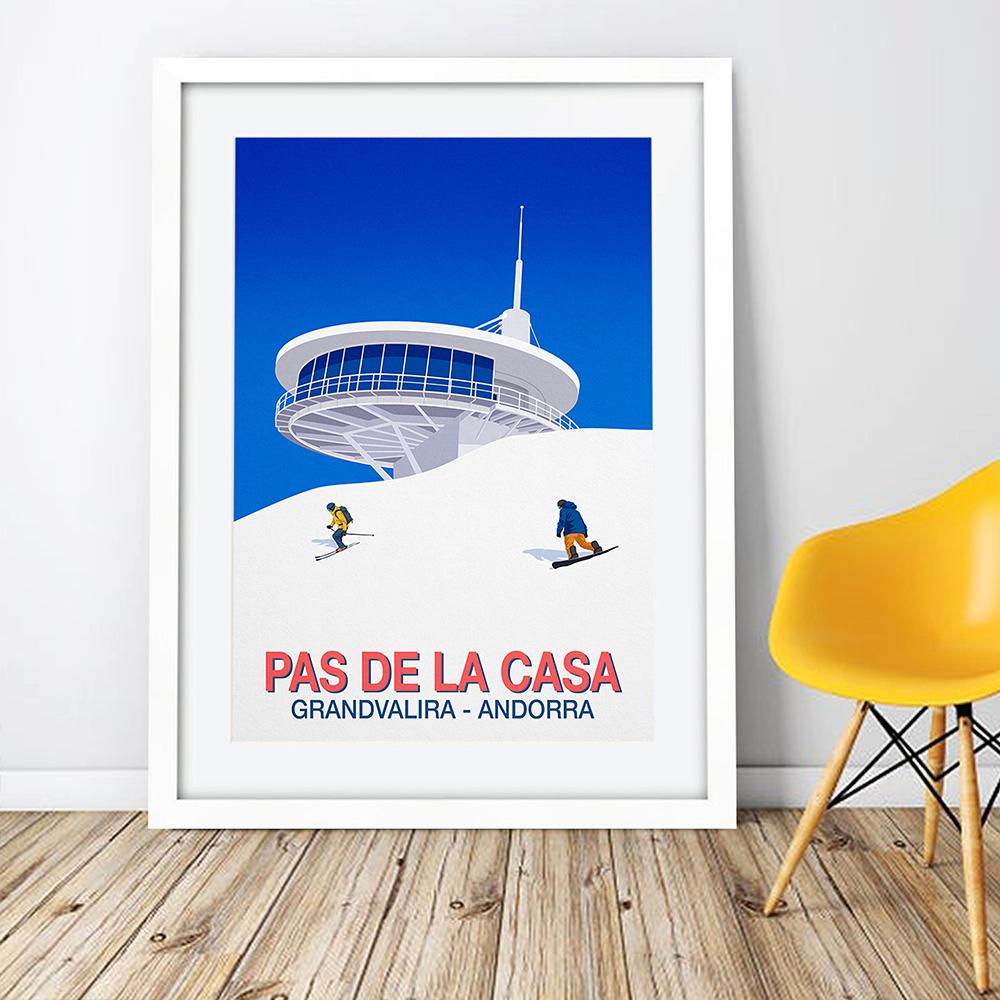 Зимние виды спорта Катание на лыжах Художественные постеры Картина на холсте Винтажные принты с изображением путешествий Картина с изображением гор на лыжах в снегу для гостиной Домашний декор