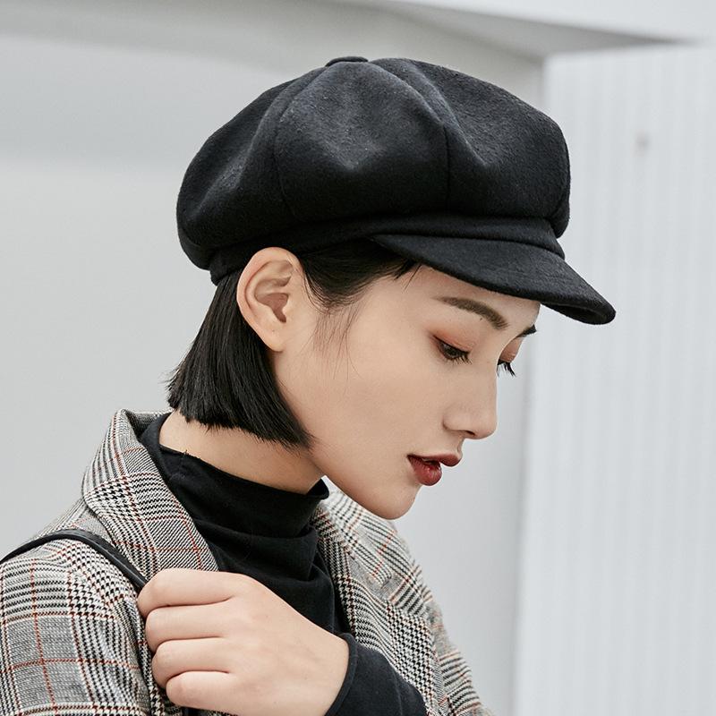 Берет корейский стиль британская шерстяная восьмиугольная шляпа осень и зима милая простая ретро универсальная верблюжья шляпа художника