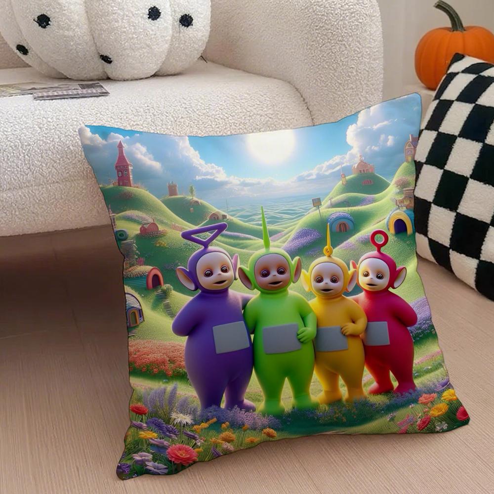 Cute teletubbies Cushion Cover Throw Pillow Cover Hidden Button Durable Polyester Chair Cushion
