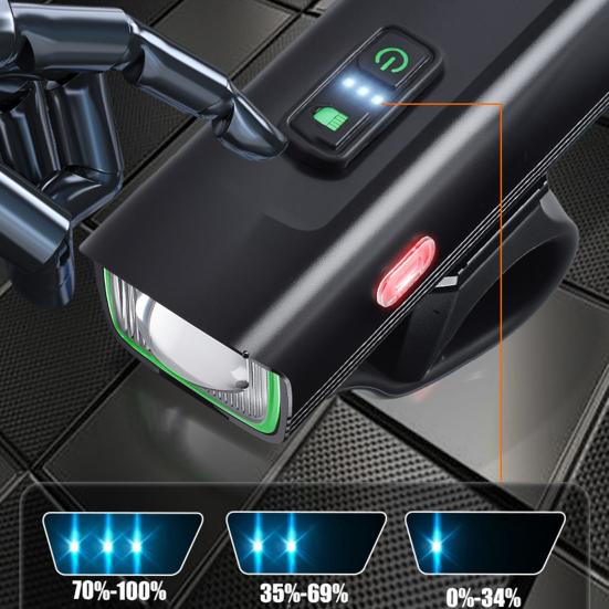 Датчик велосипеда Режимы фары Регулируемый Легкий Водонепроницаемый Перезаряжаемый MTB шоссейный горный велосипед Ночная езда Светодиодный передний фонарь