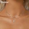 BAMOER, стерлинговое серебро 925 пробы, блестящая капля, кулон с бахромой и кисточкой, ожерелье, двухслойное ожерелье для женщин, изящные ювелирные изделия, подарок