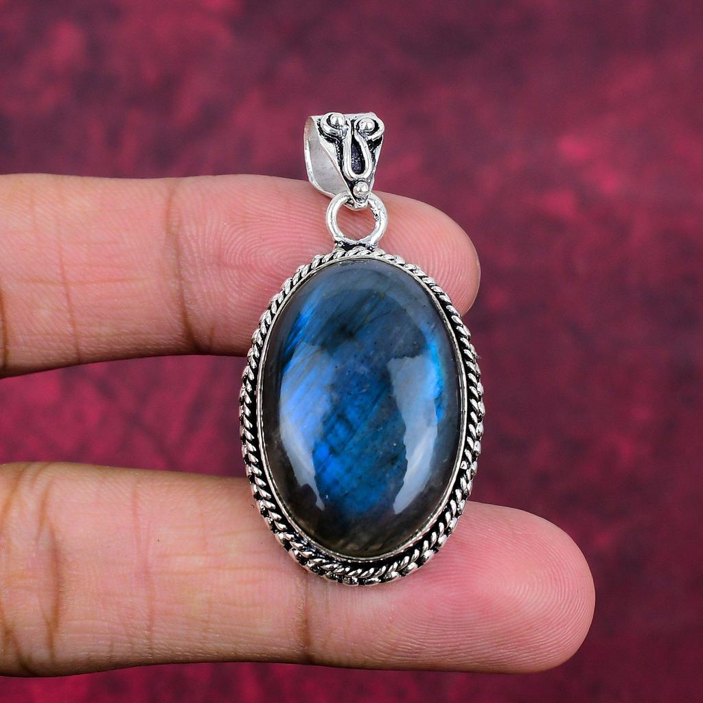 Ювелирные изделия из лабрадорита, кулон из стерлингового серебра 925 пробы с драгоценными камнями, потрясающий кулон ручной работы, подарок для нее