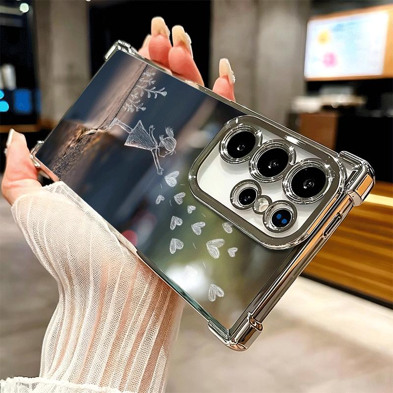Nature Cute Child Painting Style Plating Phone Case For Samsung Galaxy S24 S25 FE S26 Edge S23 Ultra S22 S21 Plus S20 Anti-Fall