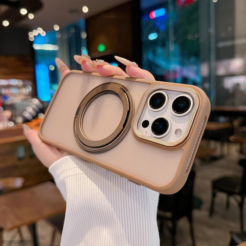 Applicable To Apple 16proMax Matte Rotary Bracket Mobile Phone Case IPhone 15 Magnetic 14 Anti-fall Protection Case