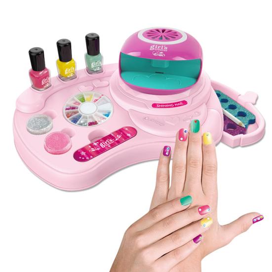 Набор лаков для ногтей для девочек, детская игрушка, 3-в-1, набор ручек для сушки ногтей, блестящий шарм, безопасный натуральный