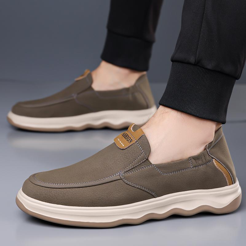 Men's Autumn New Slip‑On Versatile Casual Leather Shoes, Non‑Slip Soft‑Sole Comfortable Driving Shoes for Men
