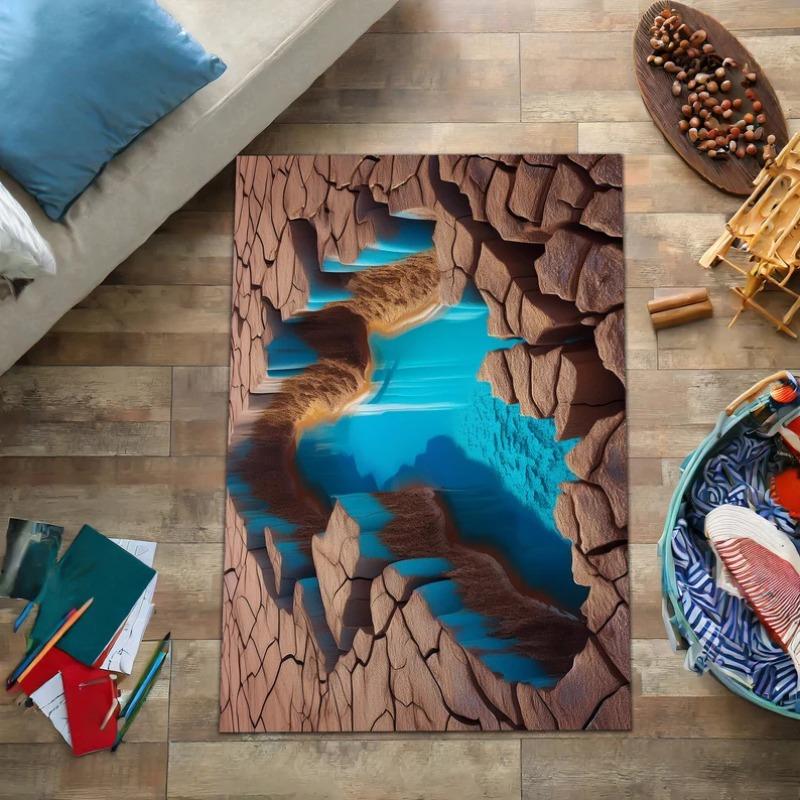 Минималистичный ковер для плавания, стилизованная синяя рыба с детализированными узорами, чистый контрастный дизайн для украшения светлой и воздушной комнаты