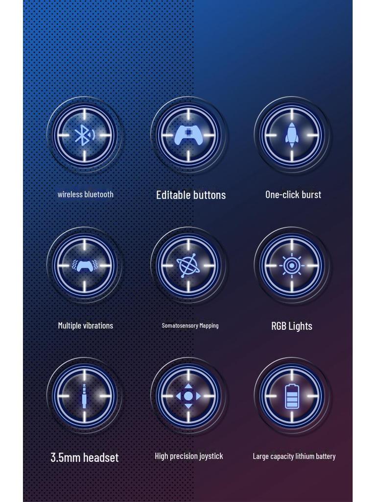 Трансграничный RGB Блики Шестиосевой Соматосенсорный Макроредактор Игровой контроллер для ПК, Android и Switch