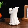 Decorative Light Holder Halloween Ghost Figurine with Skull, Resin Statue for Tabletop Decor, Small Spooky Sculptures Retro Gothic Ornament