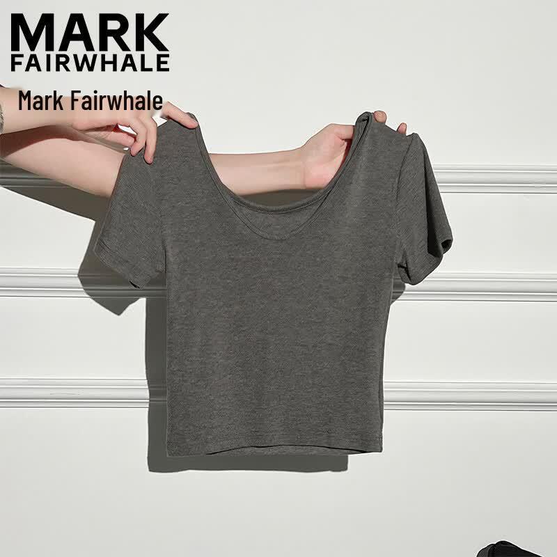 Mark Fairwhale Женская двусторонняя укороченная облегающая футболка с U-образным вырезом
