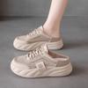Летние женские маленькие белые туфли Ins Повседневная женская обувь на толстой подошве Сетчатые дышащие полутапочки