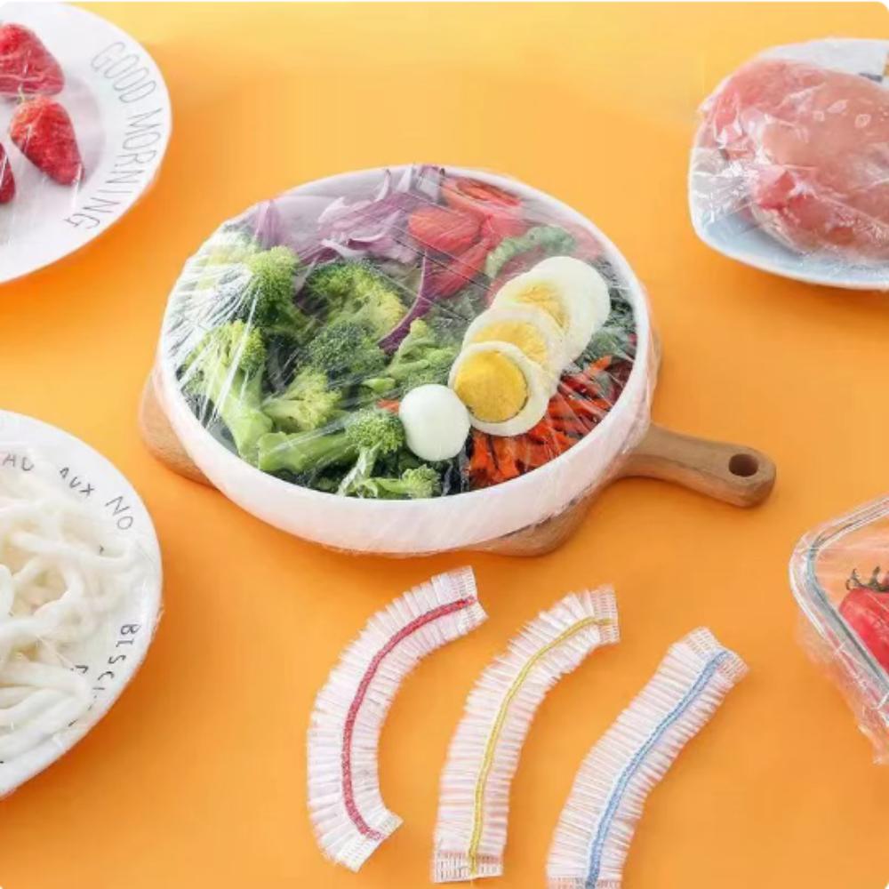 100/300/500pcs Food Grade Plastic Disposable Food Cover Cling Film Cover For Fruit Vegetable