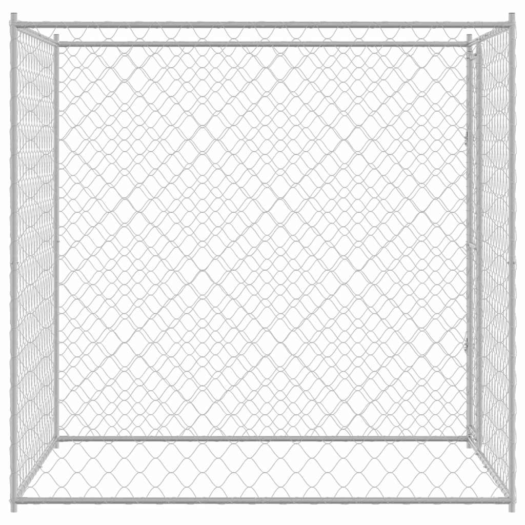 Dog Kennel Silver 200 x 200 x 200 cm Galvanized Steel