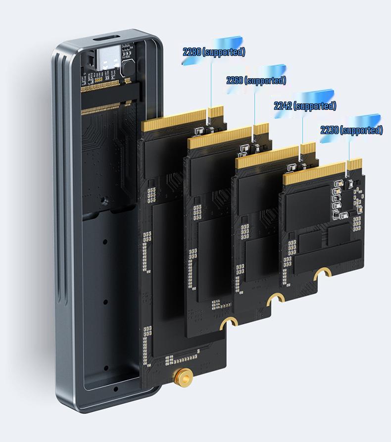 Корпус для SSD M.2 NVMe/SATA, Алюминиевый сплав CNC [Неэкструдированный]