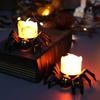 12pcs Halloween Spider LED Electronic Candle Light Black Decoration Lamp Holiday Home Party for Yard Haunted House Decor