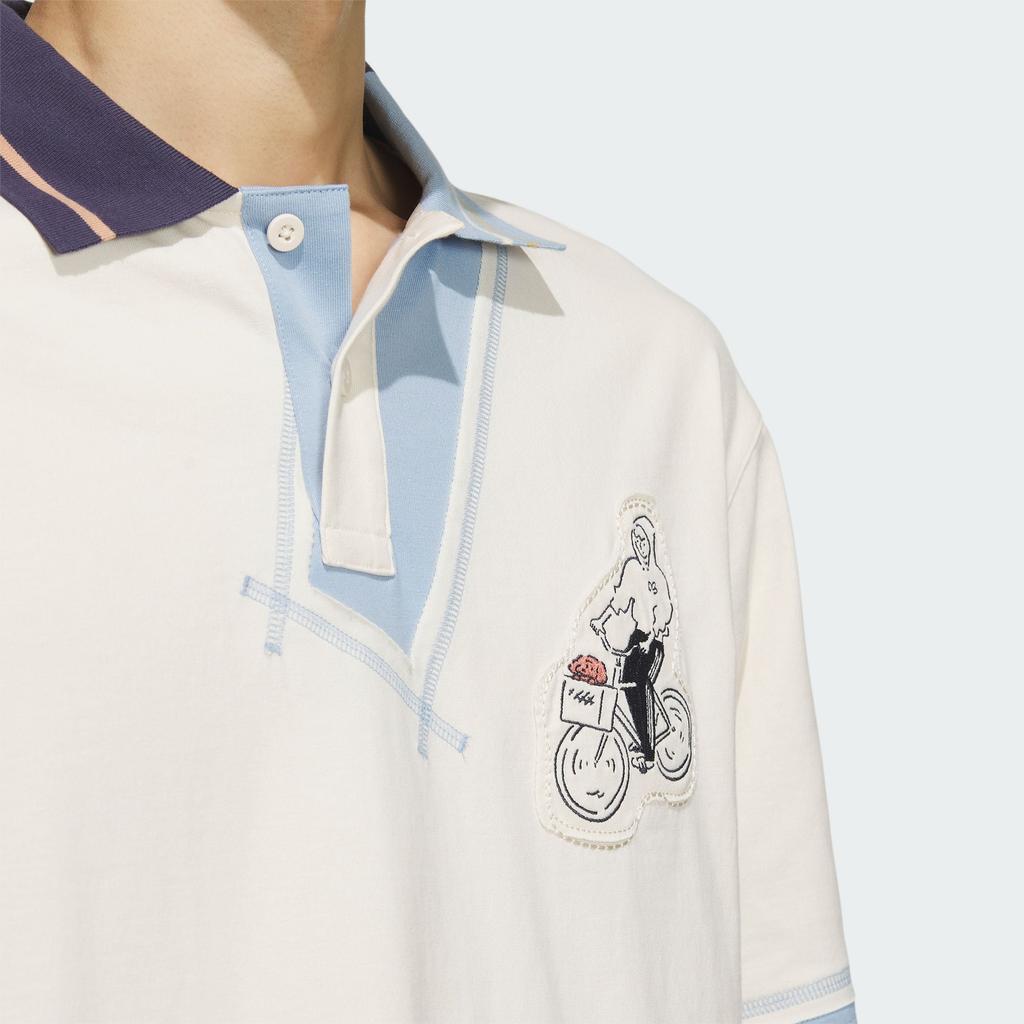 Adidas Originals Trefoil X Zhang Changxiong SS23 Топы-поло унисекс с вышивкой и короткими рукавами Wonder-White IS0636