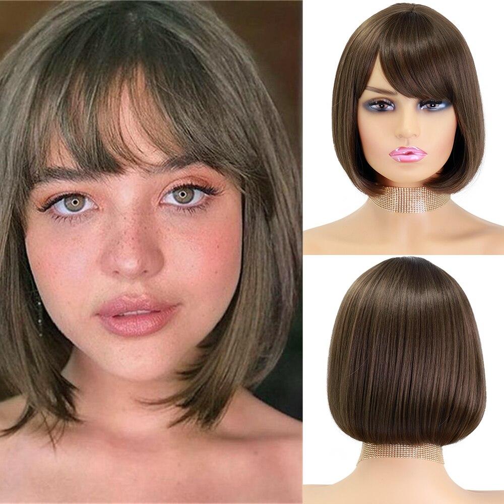 MISSQUEEN Женский модный зеленый прямой короткий парик Боб с челкой из синтетического волокна, зеленый парик для косплея на Хэллоуин