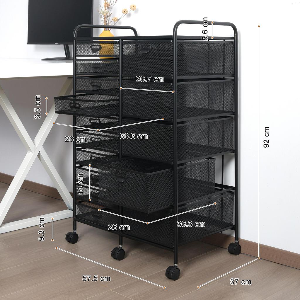 Wrought Iron A4 File Rack with Drawers - Under-Desk Document Storage Cabinet & A3 Classification Organizer