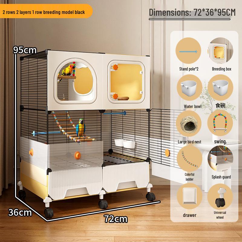 Большая клетка для попугаев Hao Lei De Zhu с защитой от брызг для кореллы, волнистого попугайчика, неразлучника, солнечной конуры