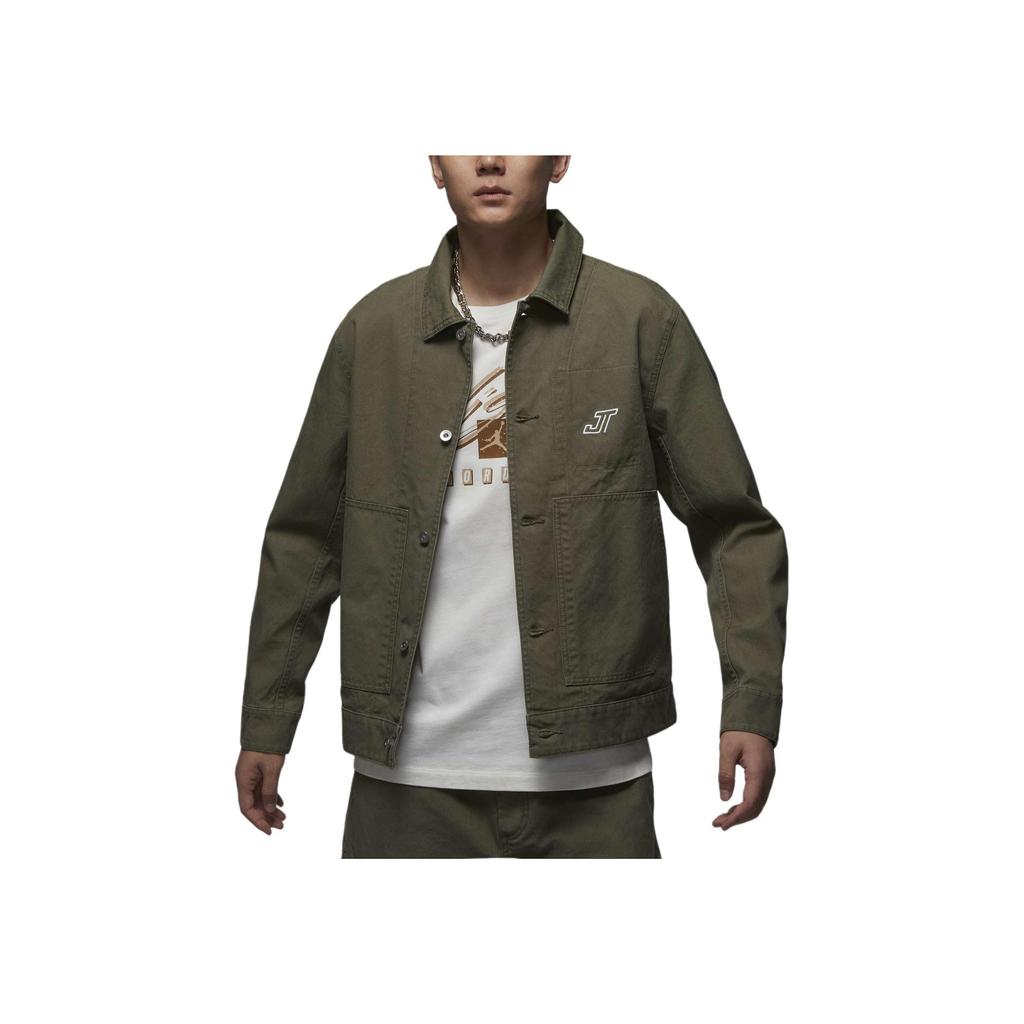 Jordan Tatum Chicago однотонная поло удобная мужская куртка с длинным рукавом оливково-зеленого цвета HM3881-222