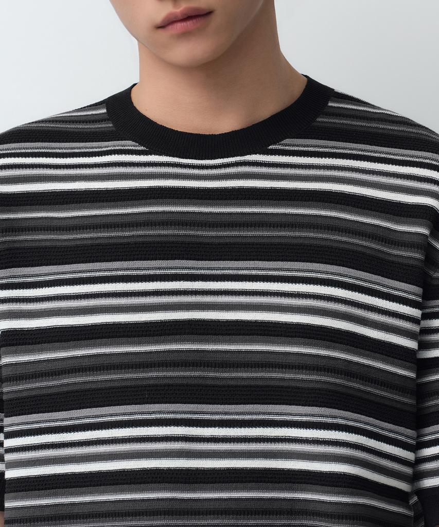 MUSINSA STANDARD Multi-Stripe Short Sleeve Knit [Black]