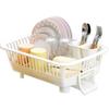 Dish Drainer, White, with Water-Draining Tray, Horizontal Type, 44.5x32x15.5cm, Made In Japan