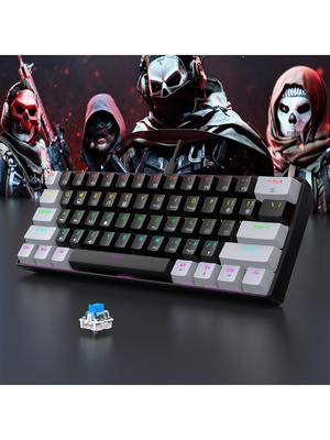 60% проводная игровая механическая клавиатура с RGB-подсветкой, ультракомпактная мини-раскладка для геймеров и пользователей PC/Mac, удобная для переноски.