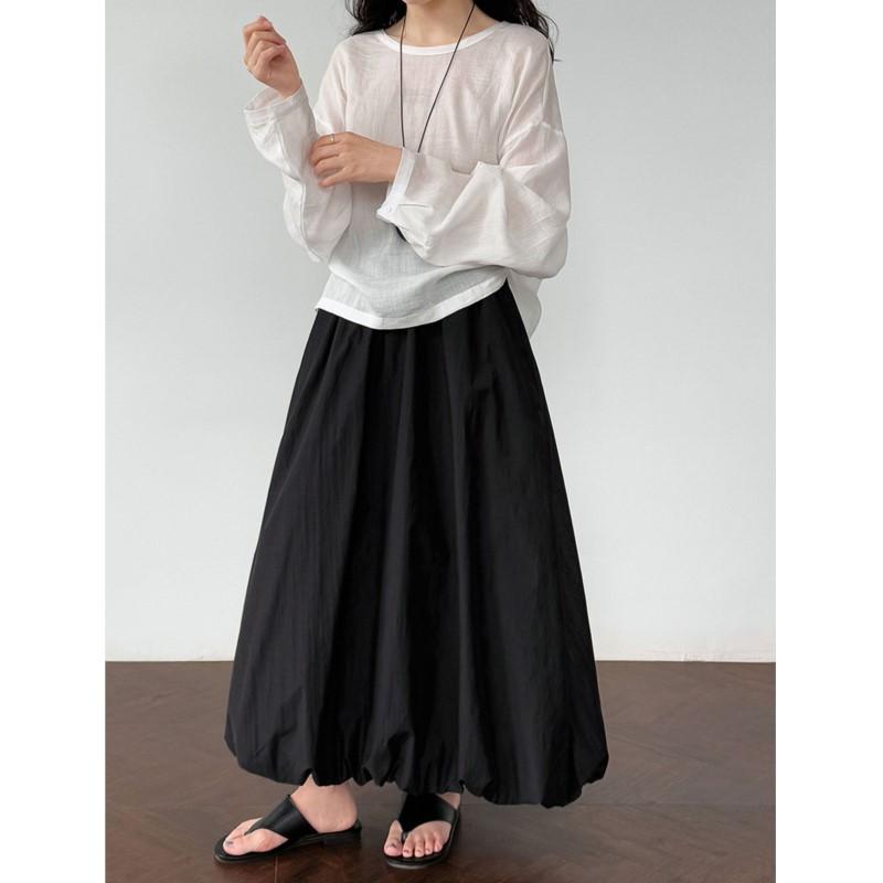 Johnature Korean Bud Women Skirt Simple Summer High-waisted Casual Elastic Versatile Loose Skirts
