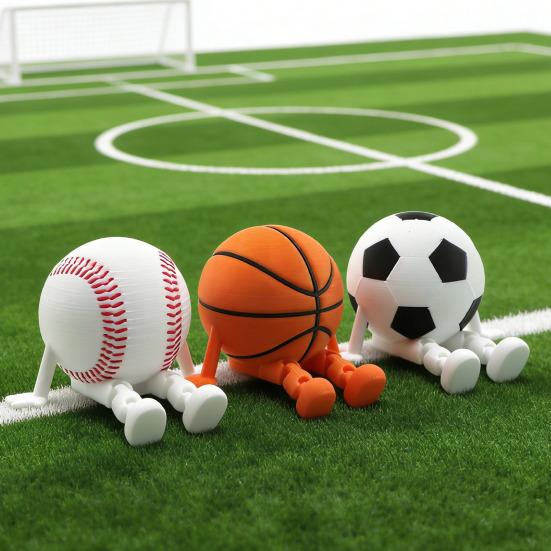Sports Ball Figure Desk Decor with Articulating Legs 3D Printed Sitting