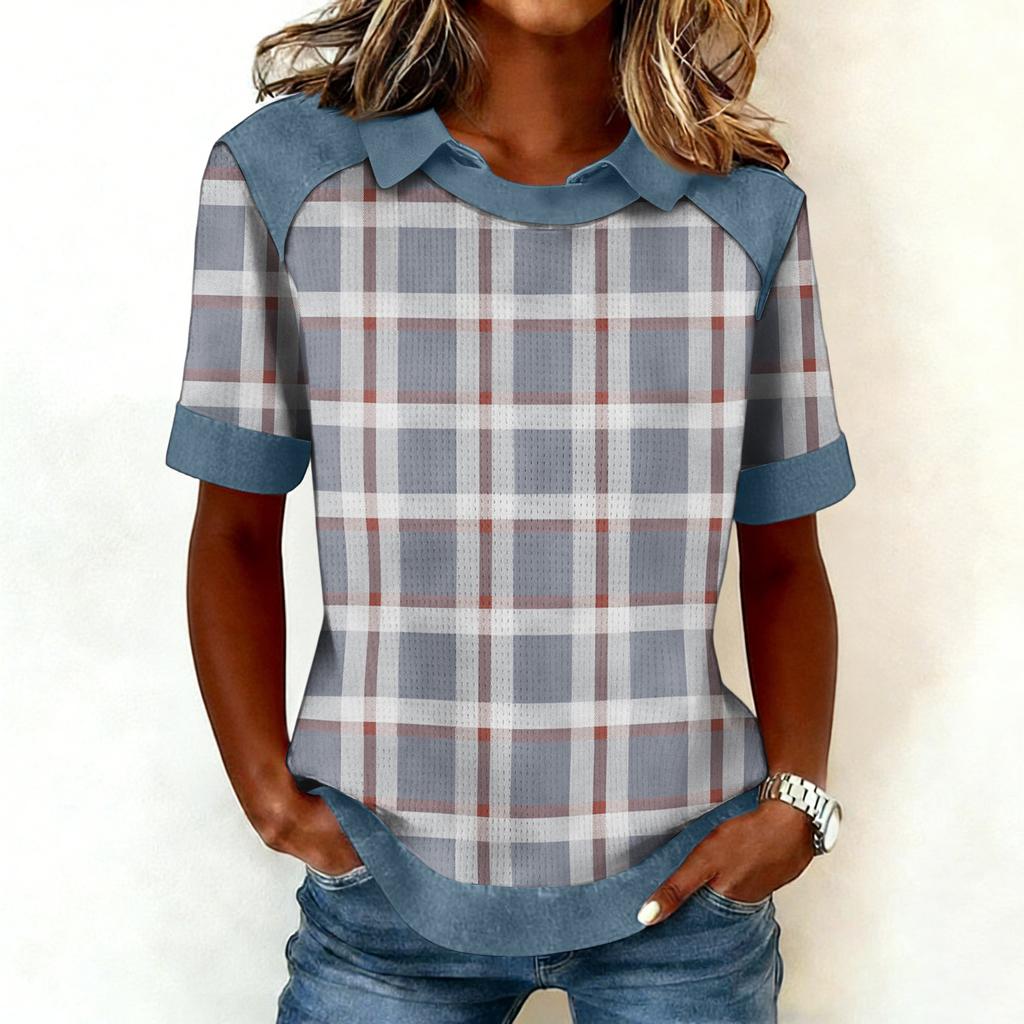 Женская модная ковбойская толстовка с воротником и вставками, повседневная толстовка с принтом, рубашка с коротким рукавом, топ