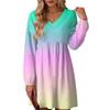 Women's Fashion Gradient V-Neck Long Sleeve Dress