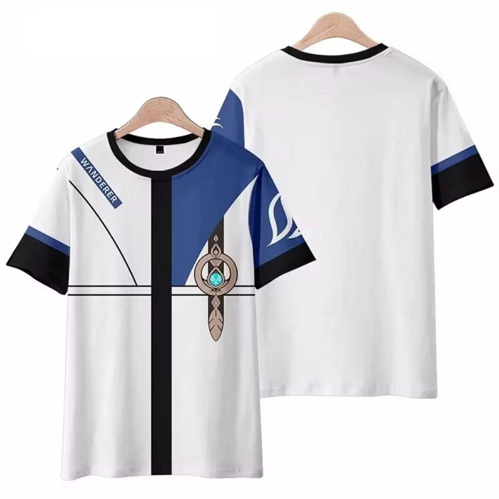 Fashion Anime Game Genshin Impact 3D Printed Men's T-shirt Summer Casual Short Sleeved Top Personalized Harajuku Round Neck Clothing