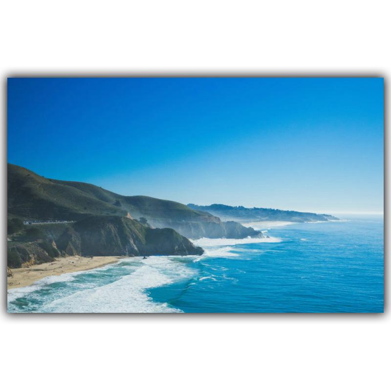 Летнее солнце и пляж, морские пальмы и горный пейзаж, настенная живопись, украшение для дома, фотографии, шелковый холст, плакат с принтом