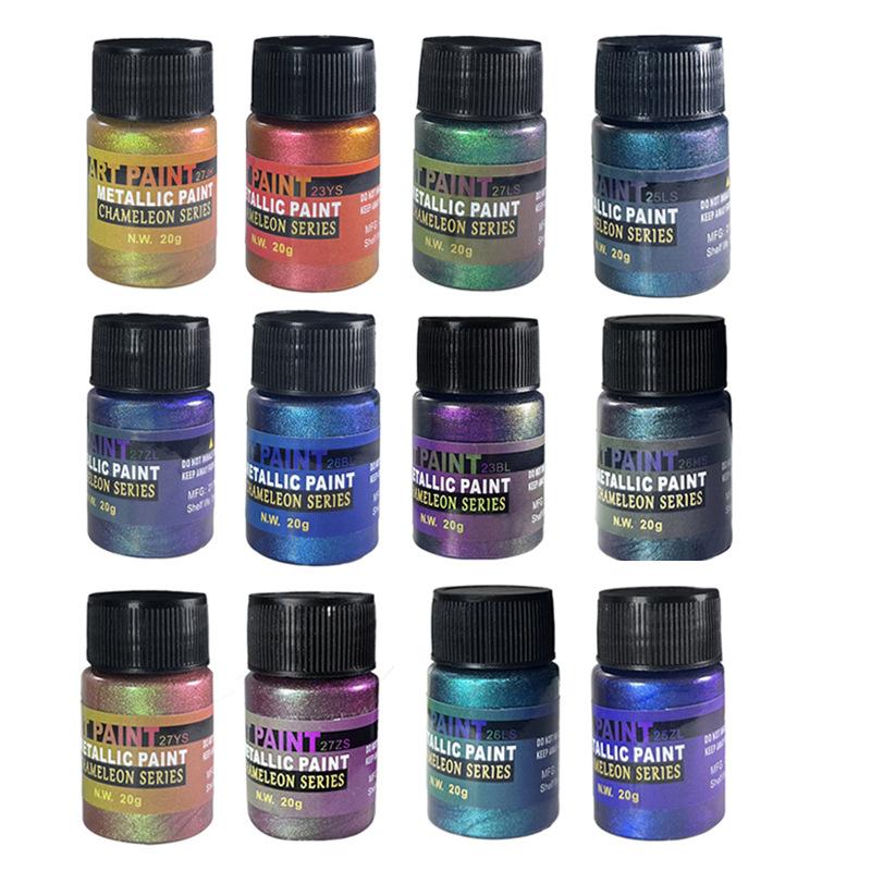 12 Colors Chameleon Color Shift Paint Iridescent Angle Changing Pigment DIY Handcraft Art Drawing Pigment for Artists Creation