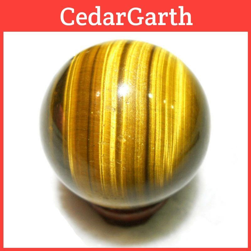 Genuine Natural Tiger Eye Quartz Crystal Sphere In Dark Yellow For Concentration And Balance