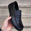 2025 Autumn Men's One-pedal Leather Breathable Casual Doudou Shoes Korean Version Versatile Low-top Daily Men's Shoes Leather Shoes