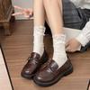 British small leather shoes autumn women's new women's platform tide with bow, shallow mouth one pedal single shoes
