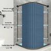 Magnetic No-Drill Waterproof Foldable Shower Curtain for Dry-Wet Separation