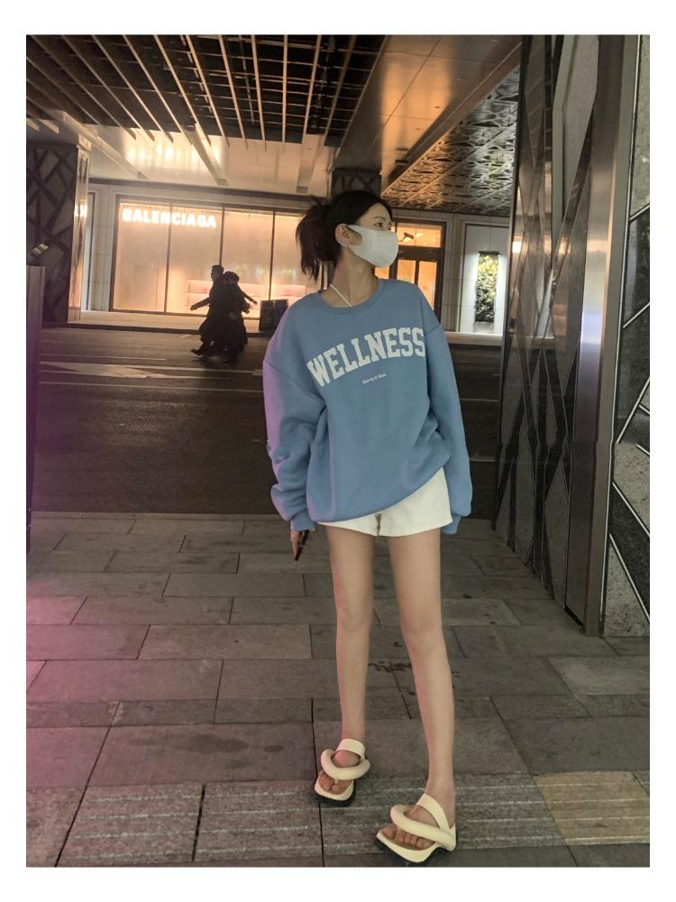 Мягкий свободный повседневный свитшот женский осенне-зимнее пальто с круглым вырезом и длинными рукавами, базовая рубашка, топы, модный ретро-универсальный свитшот