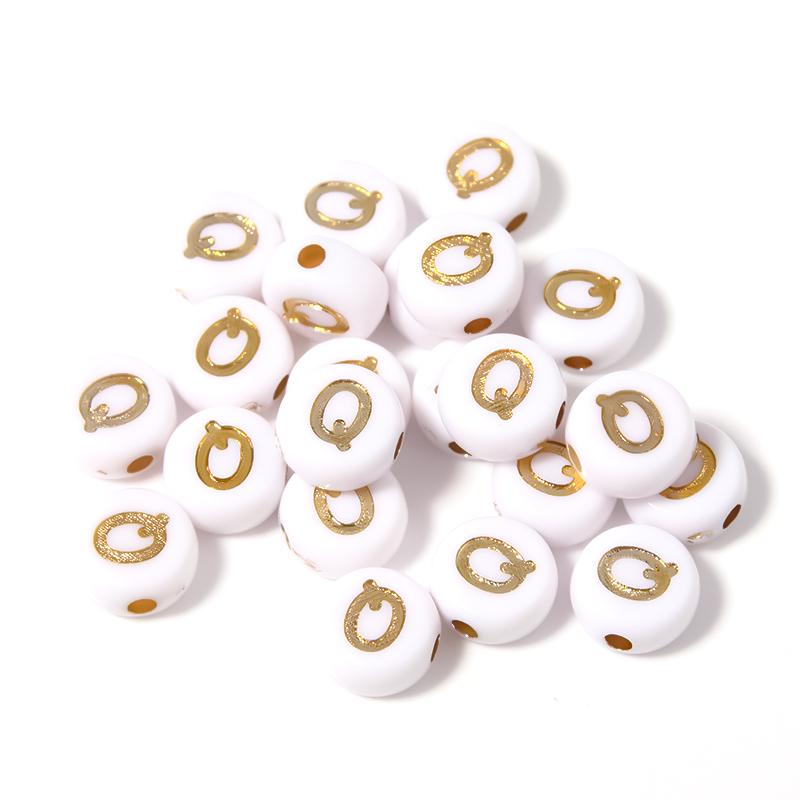 100 шт. Смешанные 7 мм Белое золото Цвет Круглые Плоские Алфавитные Рассыпные Бусины Буквы Акриловые Бусины Для Изготовления Украшений DIY Браслет Ожерелье