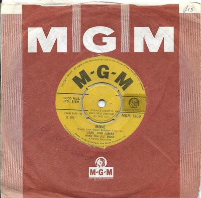 7-дюймовая пластинка JESS & JAMES, THE J.J. ГРУППА - Move / What Was I Born For MGM1389 MGM Records 1967 UK Соул/Фанк Б/У