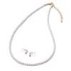 Pearl Necklace Baby Pearl Grand Premium Accessory 3mm White Silver Gray Gray Necklace X White X [VOTRE COUTURE] (B 3-strand Earrings, Gold, 50cm)
