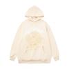 Unisex Oversized Hoodie With Spiderweb Print Fleece-Lined Cotton Blend Streetwear Style