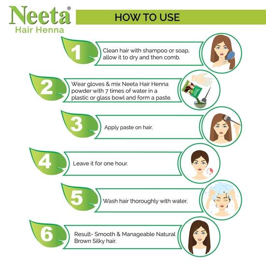 Neeta Hair Хна Цвет Натуральный Коричневый Краска для Волос с 5 Натуральными Травами, Краска для Волос без Аммиака для Женщин и Мужчин (125 г, упаковка из 4 штук)